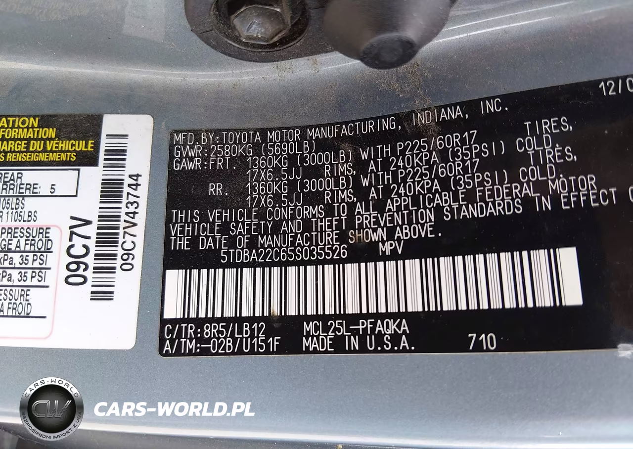 2005 Toyota Sienna Xle VIN:5TDBA22C65S035526 - 9