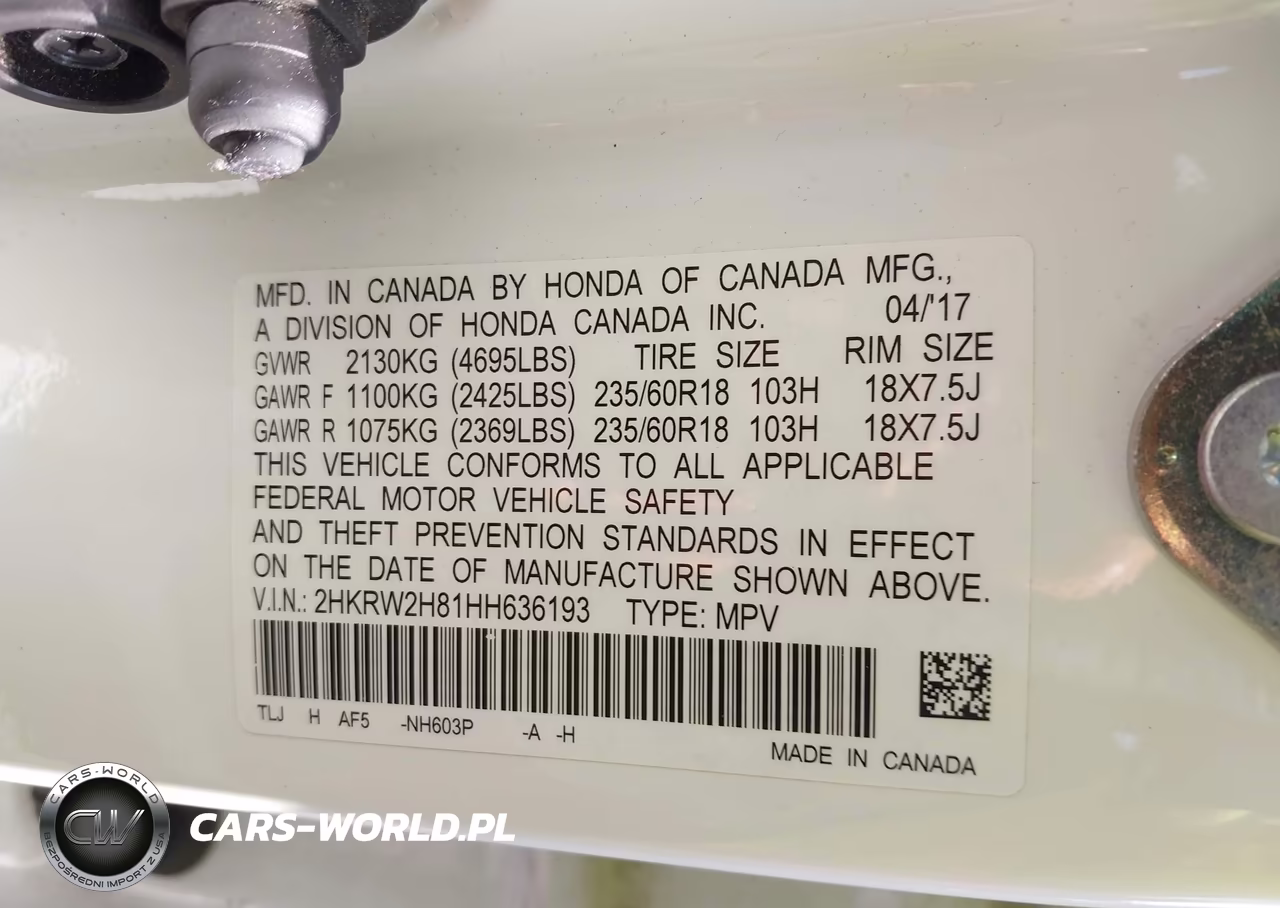 2017 Honda Cr-V VIN:2HKRW2H81HH636193 - 9