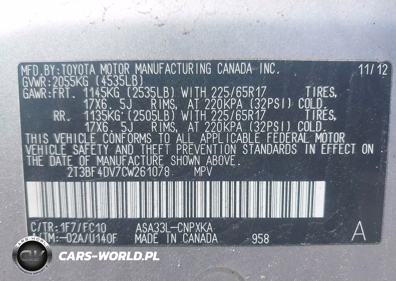 2012 Toyota Rav4 VIN:2T3BF4DV7CW261078 - 9