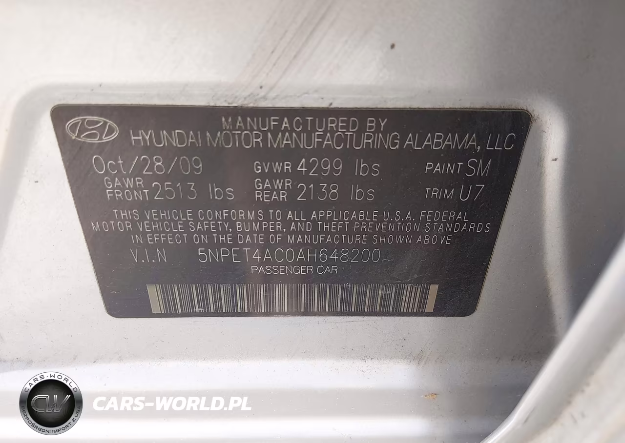 2010 Hyundai Sonata Gls VIN:5NPET4AC0AH648200 - 9