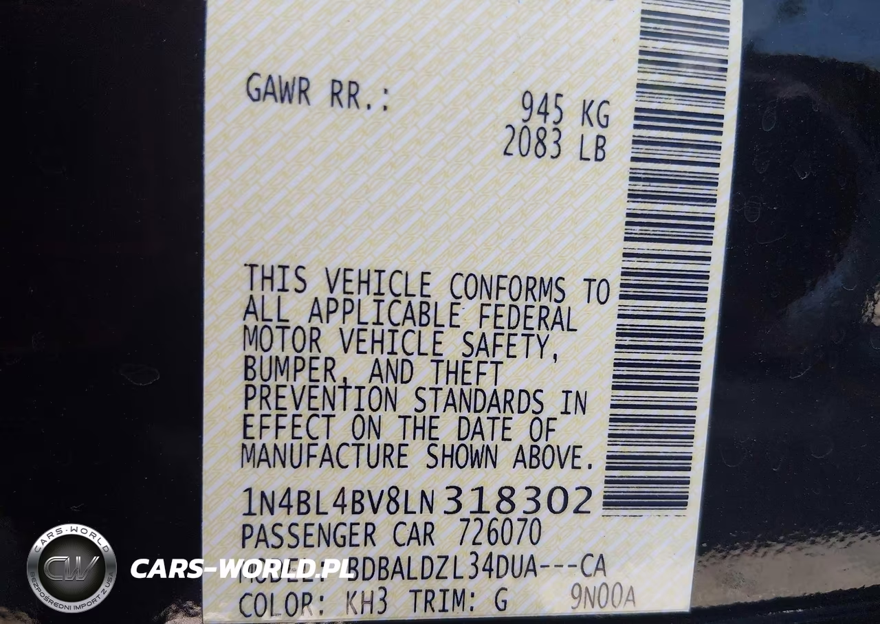 2020 Nissan Altima S Fwd VIN:1N4BL4BV8LN318302 - 9