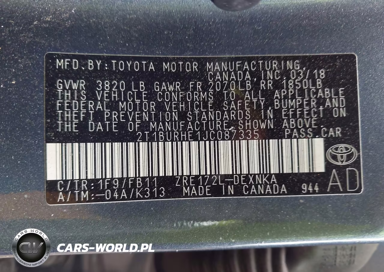 2018 Toyota Corolla Le VIN:2T1BURHE1JC087335 - 9