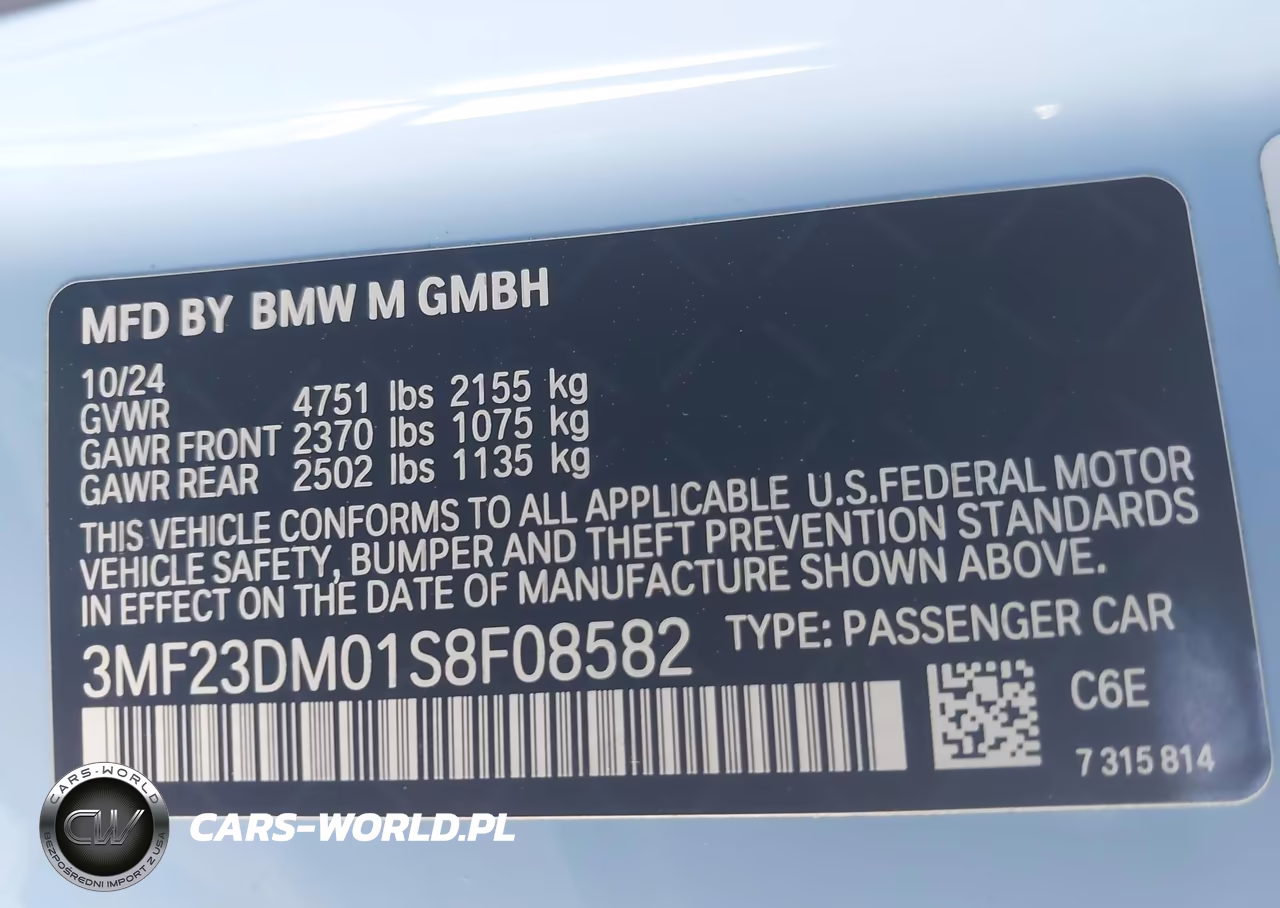2025 BMW M2 VIN:3MF23DM01S8F08582 - 9