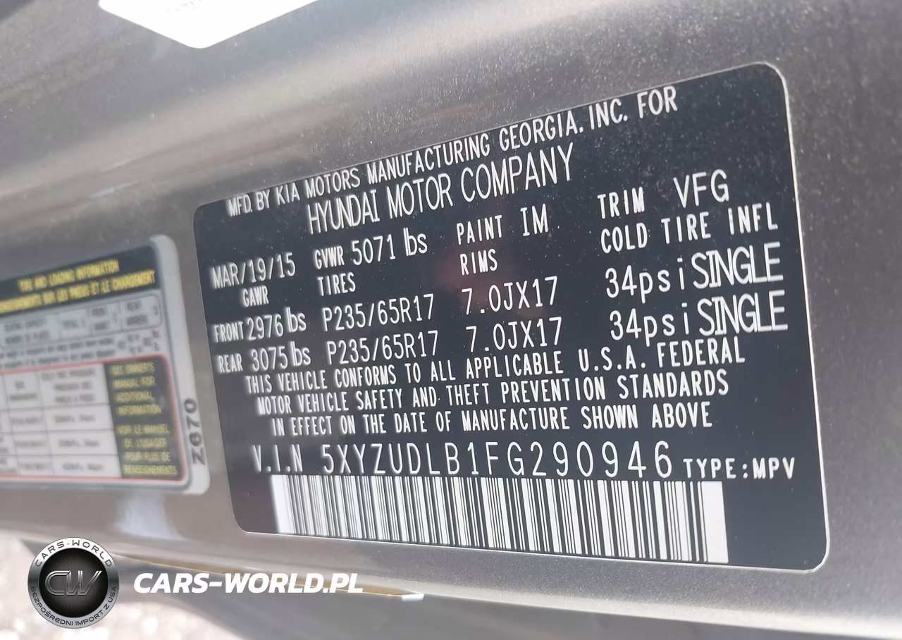 2015 Hyundai Santa Fe Sport 2.4L VIN:5XYZUDLB1FG290946 - 9