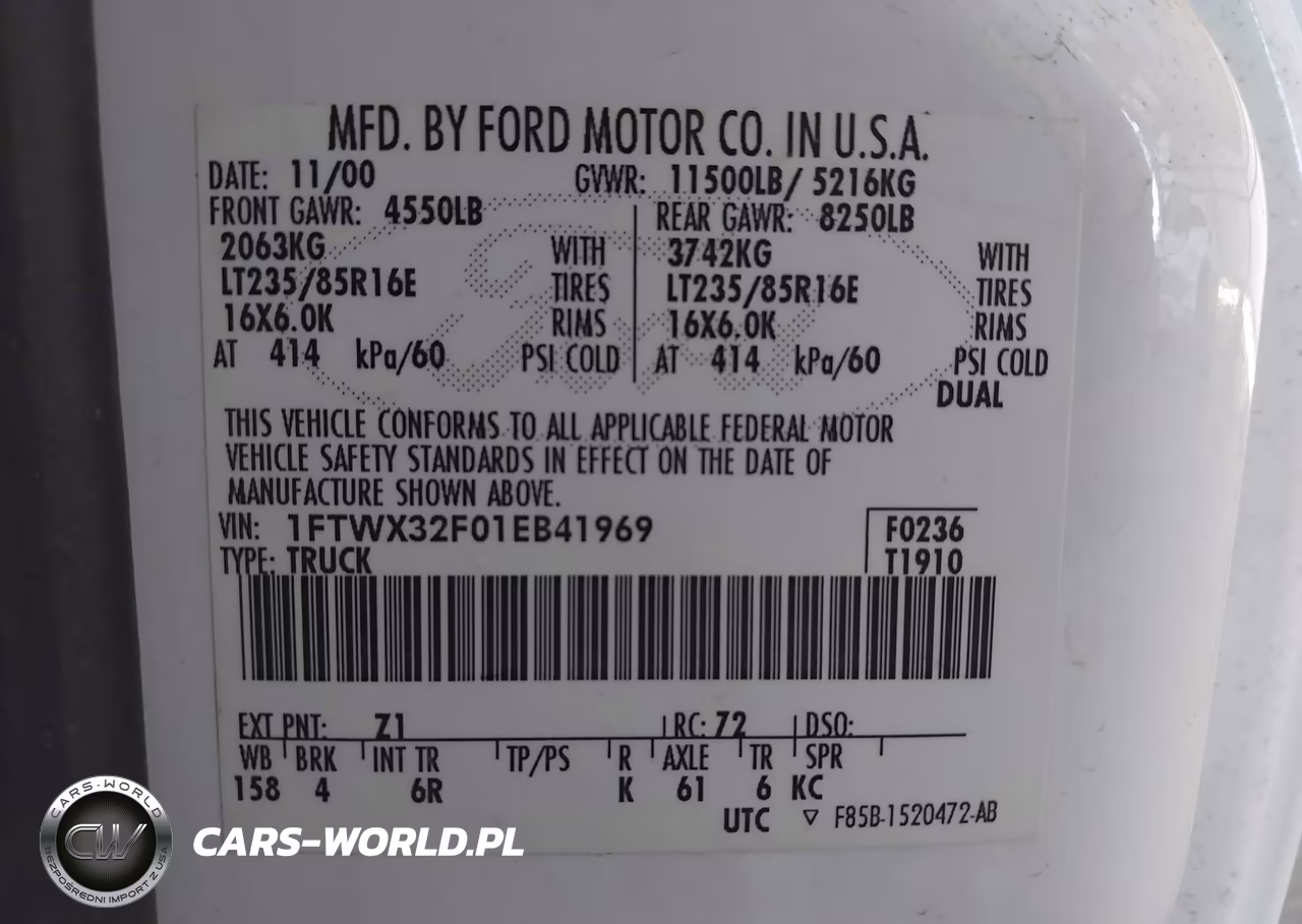 2001 Ford F-350 Lariat-Xl-Xlt VIN:1FTWX32F01EB41969 - 8