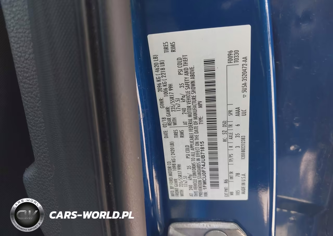 2018 Ford Escape S VIN:1FMCU0F74JUB71815 - 9