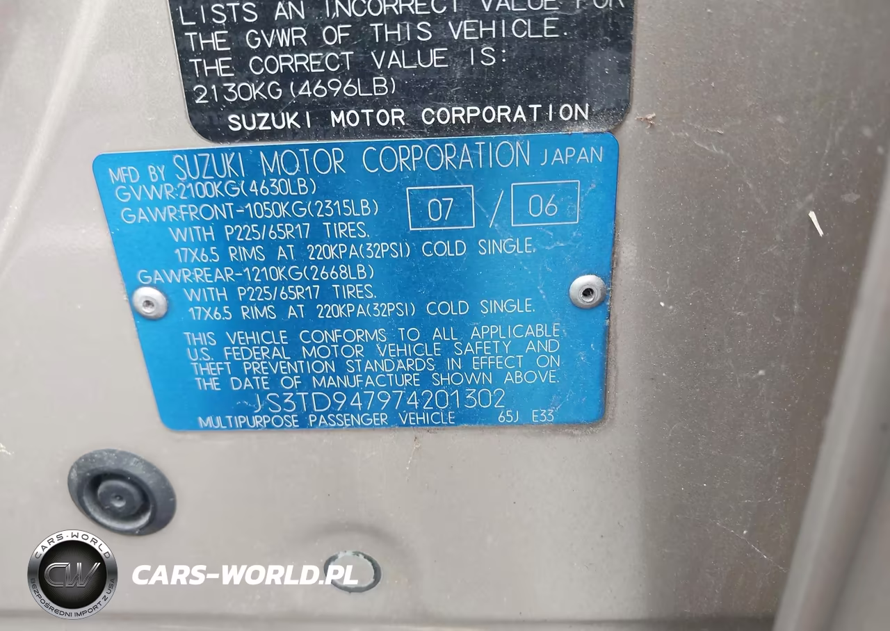 2007 Suzuki Grand Vitara Luxury VIN:JS3TD947974201302 - 9