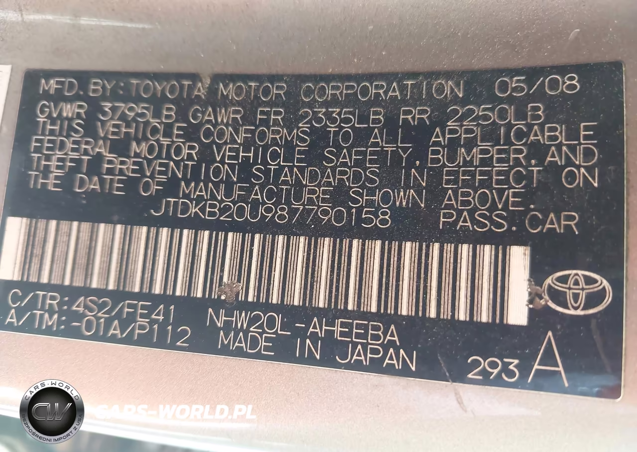 2008 Toyota Prius VIN:JTDKB20U987790158 - 9