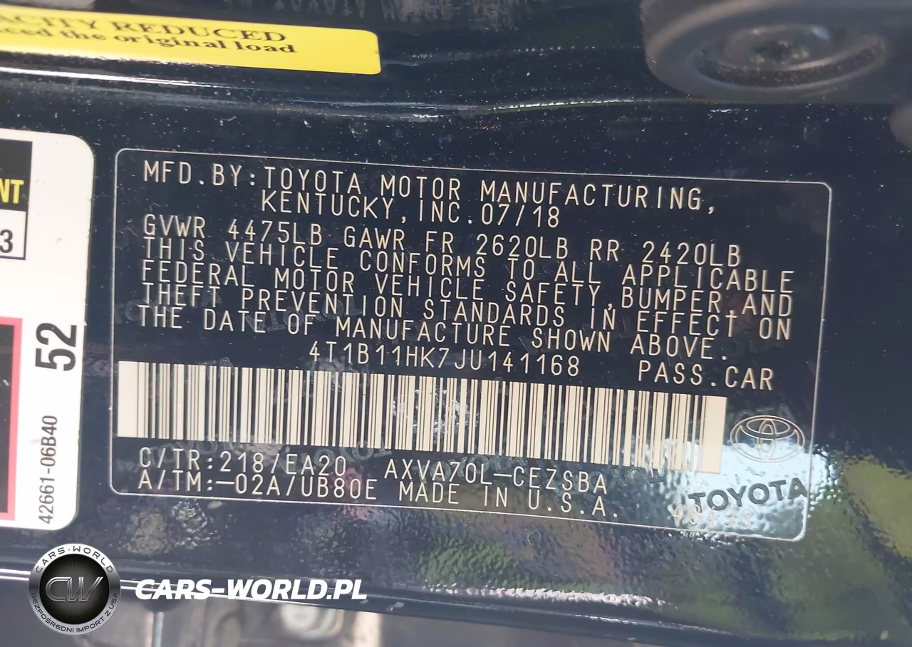 2018 Toyota Camry Se VIN:4T1B11HK7JU141168 - 9