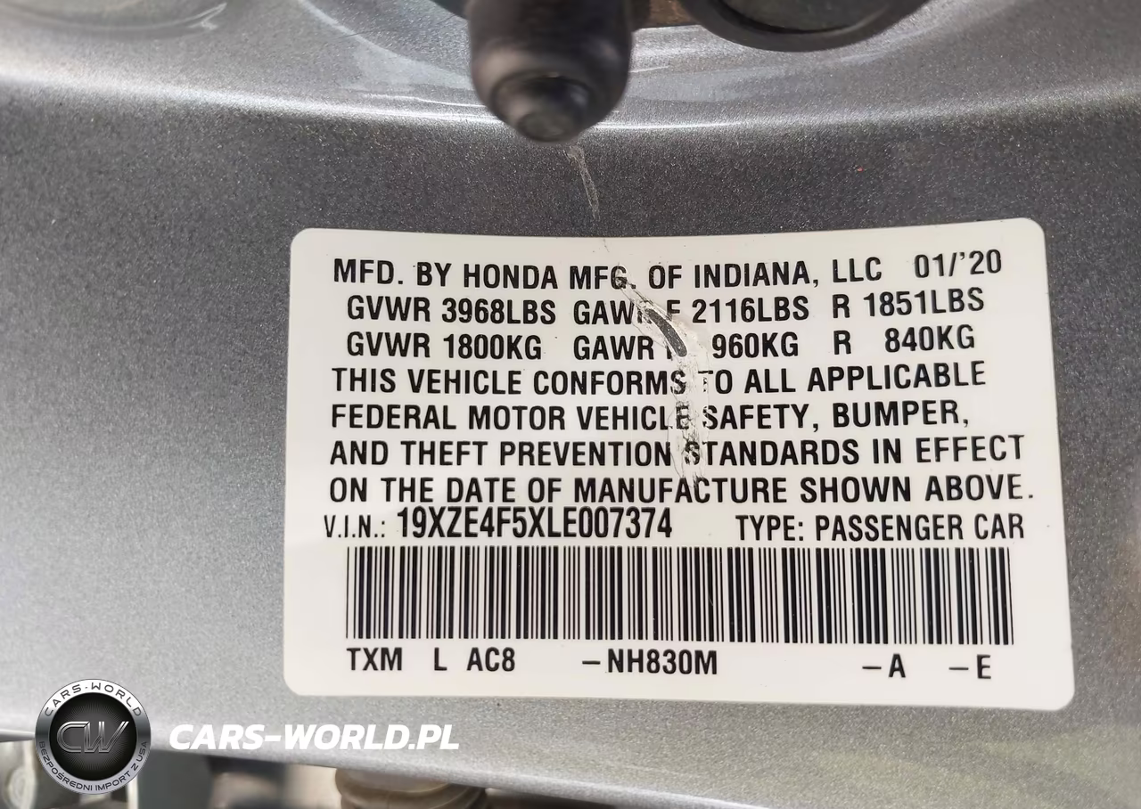 2020 Honda Insight Ex VIN:19XZE4F5XLE007374 - 9