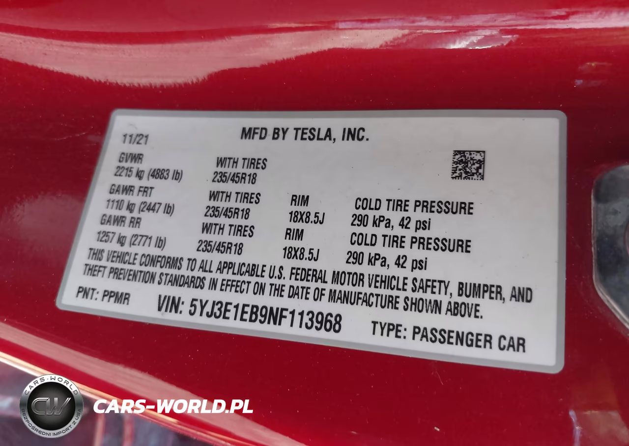 2022 Tesla Model 3 Long Range Dual Motor All-Wheel Drive VIN:5YJ3E1EB9NF113968 - 9