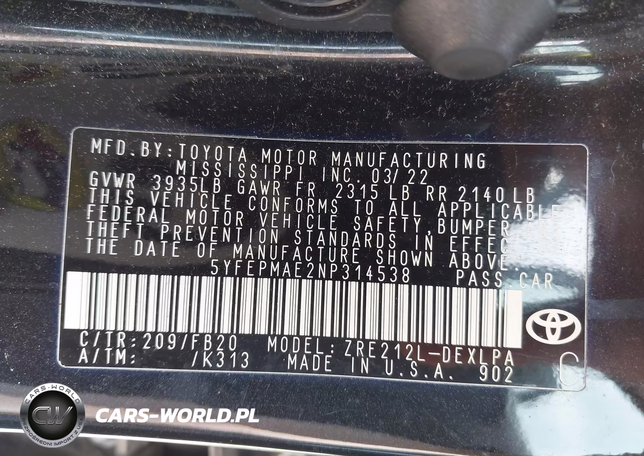 2022 Toyota Corolla Le VIN:5YFEPMAE2NP314538 - 9