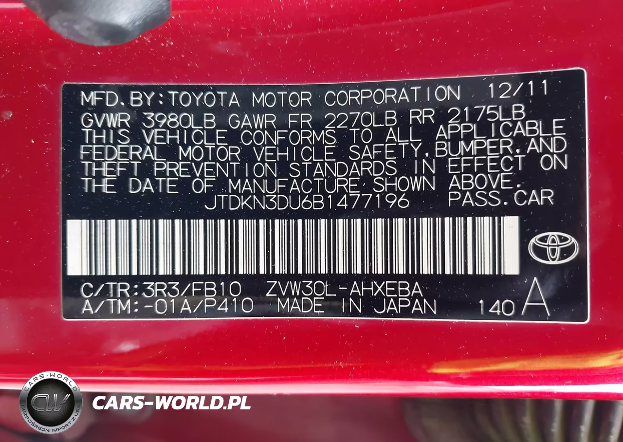 2011 Toyota Prius Two VIN:JTDKN3DU6B1477196 - 9