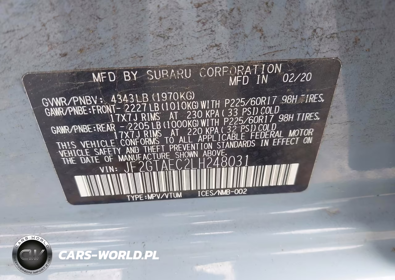 2020 Subaru Crosstrek Premium VIN:JF2GTAEC2LH248031 - 9