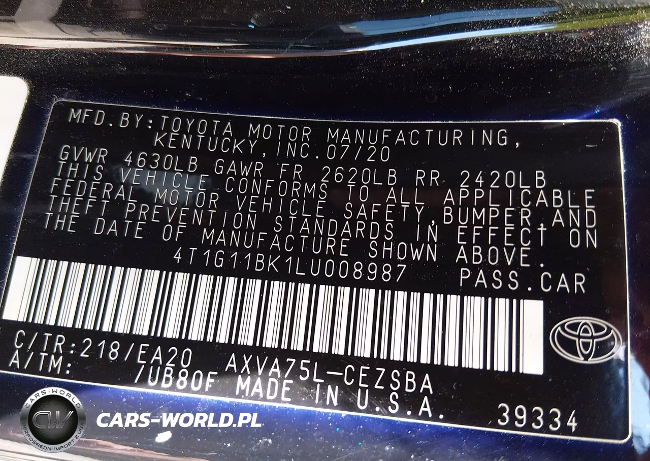 2020 Toyota Camry Se Awd VIN:4T1G11BK1LU008987 - 9
