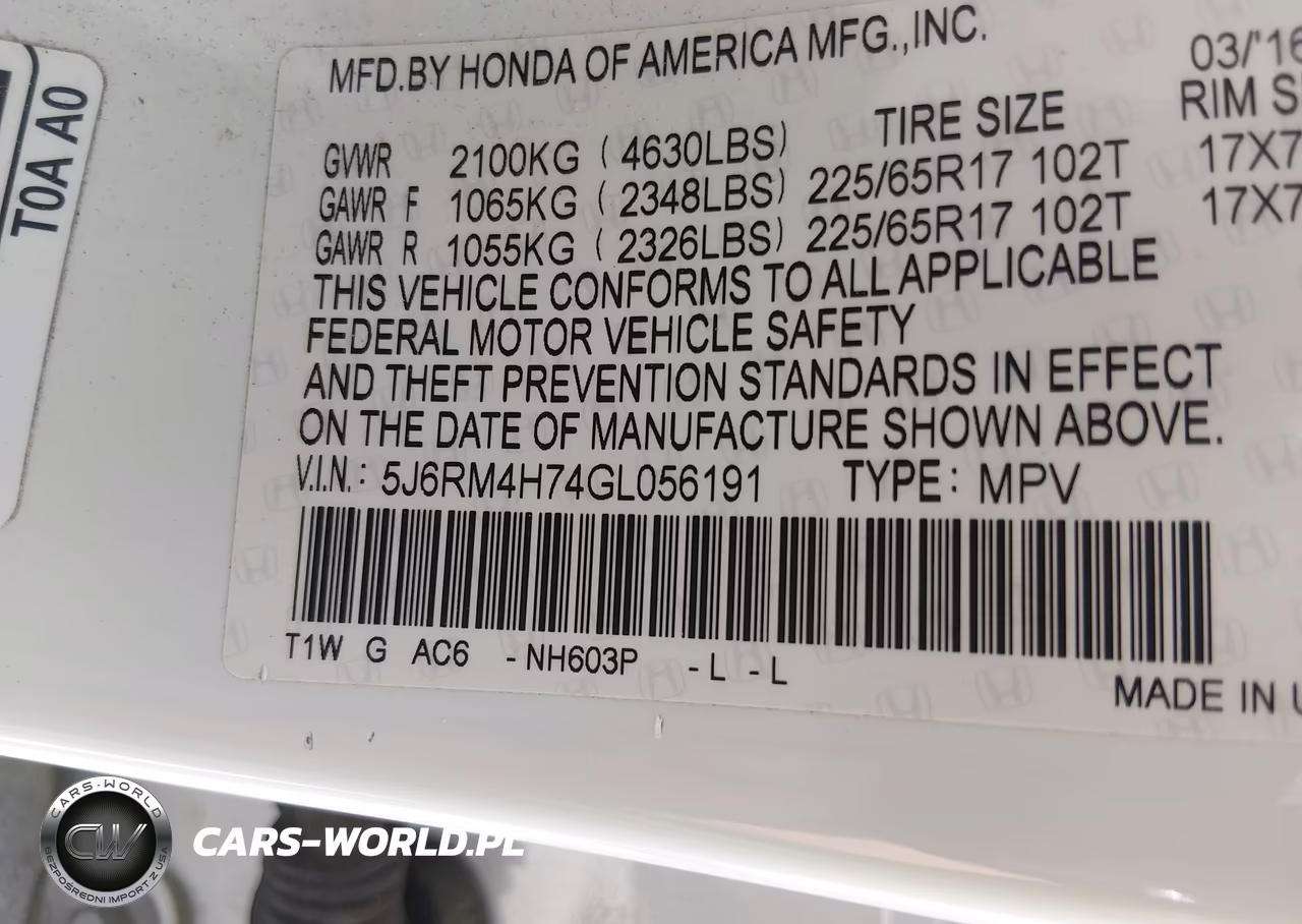2016 Honda Cr-V Ex-L VIN:5J6RM4H74GL056191 - 9