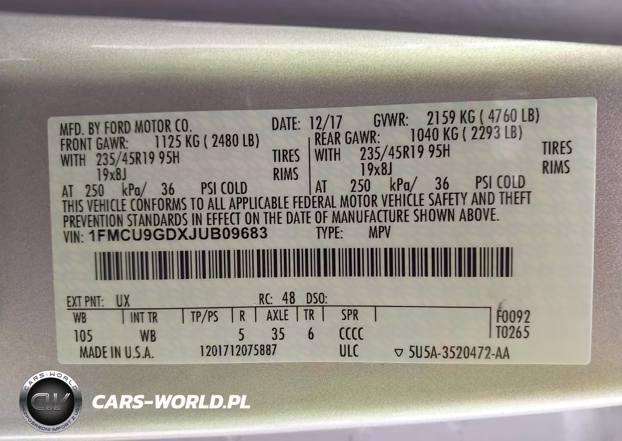 2018 Ford Escape Se VIN:1FMCU9GDXJUB09683 - 7