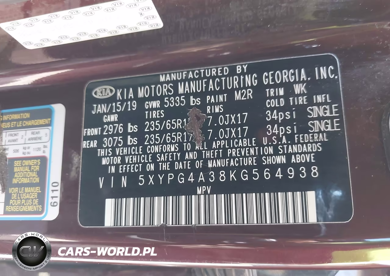 2019 Kia Sorento 2.4L Lx VIN:5XYPG4A38KG564938 - 9
