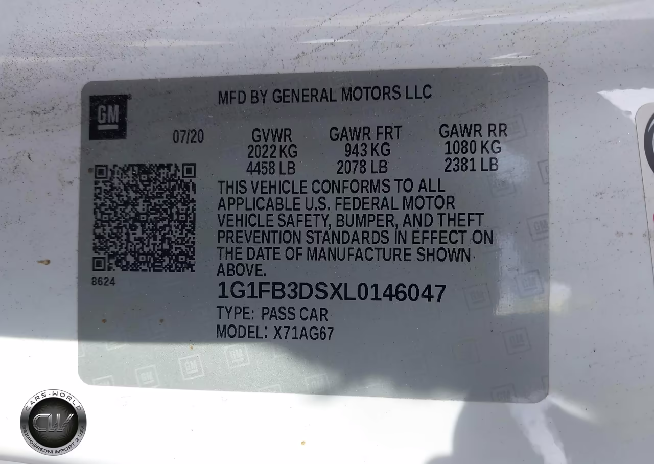 2020 Chevrolet Camaro Rwd 1Lt VIN:1G1FB3DSXL0146047 - 9