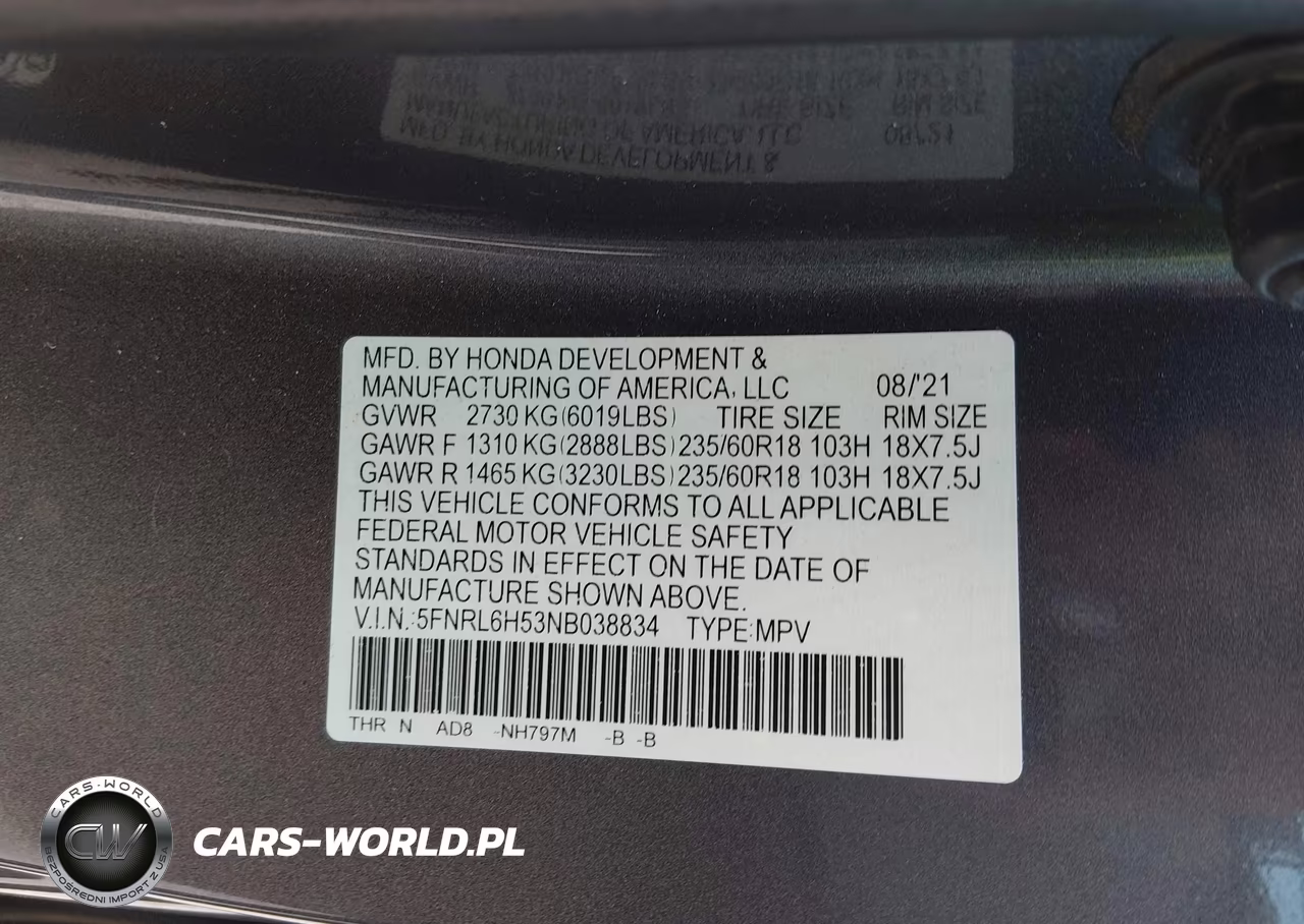 2022 Honda Odyssey Ex VIN:5FNRL6H53NB038834 - 9