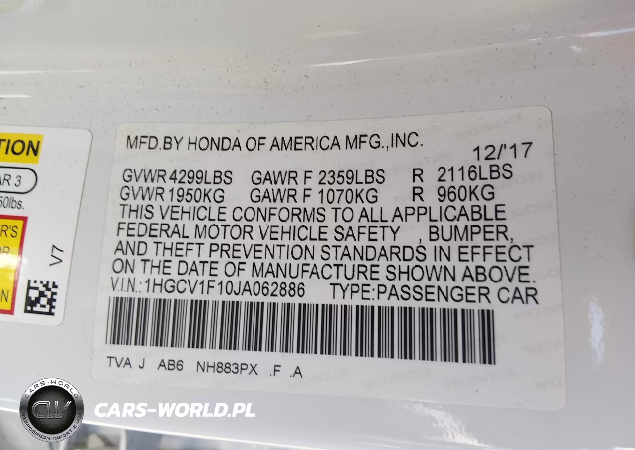 2018 Honda Accord Lx VIN:1HGCV1F10JA062886 - 9