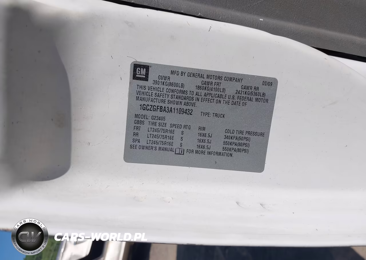 2010 Chevrolet Express 2500 Work Van VIN:1GCZGFBA3A1109432 - 9