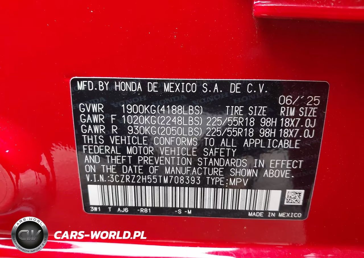 2026 Honda Hr-V Awd Sport VIN:3CZRZ2H55TM708393 - 9