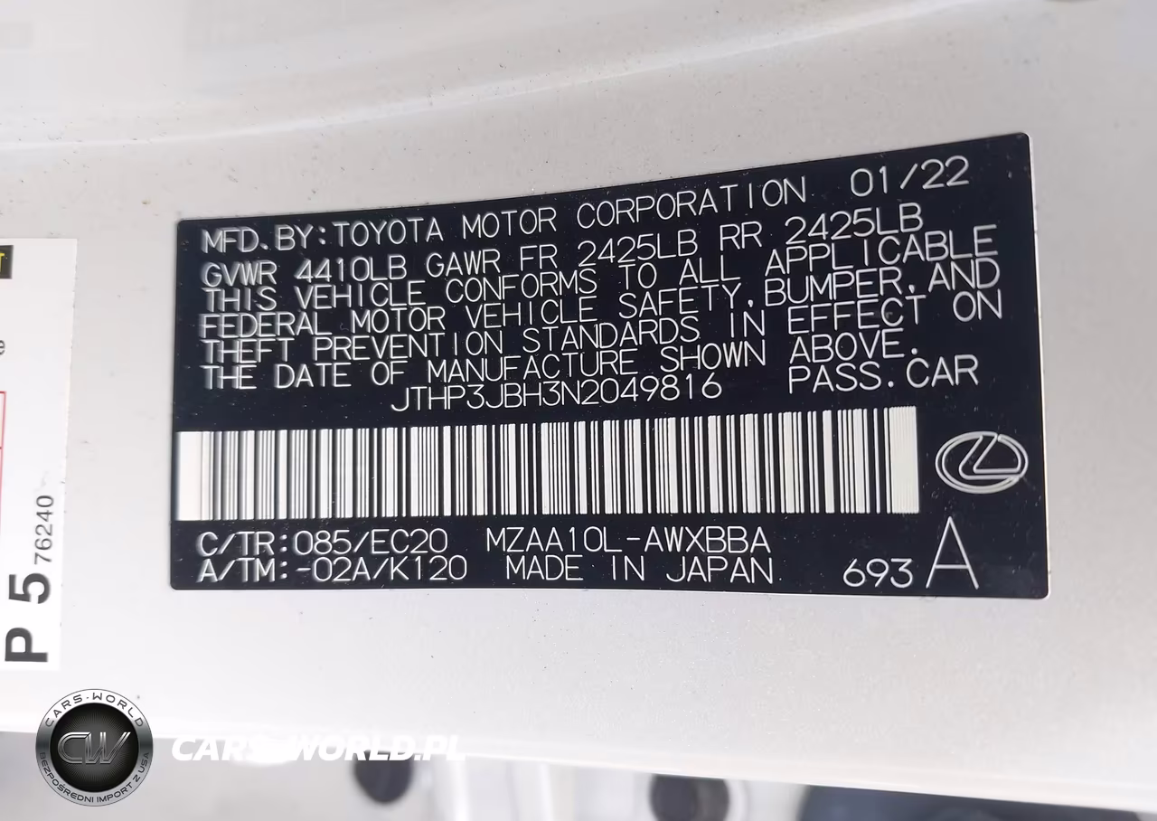 2022 Lexus Ux 200 VIN:JTHP3JBH3N2049816 - 9