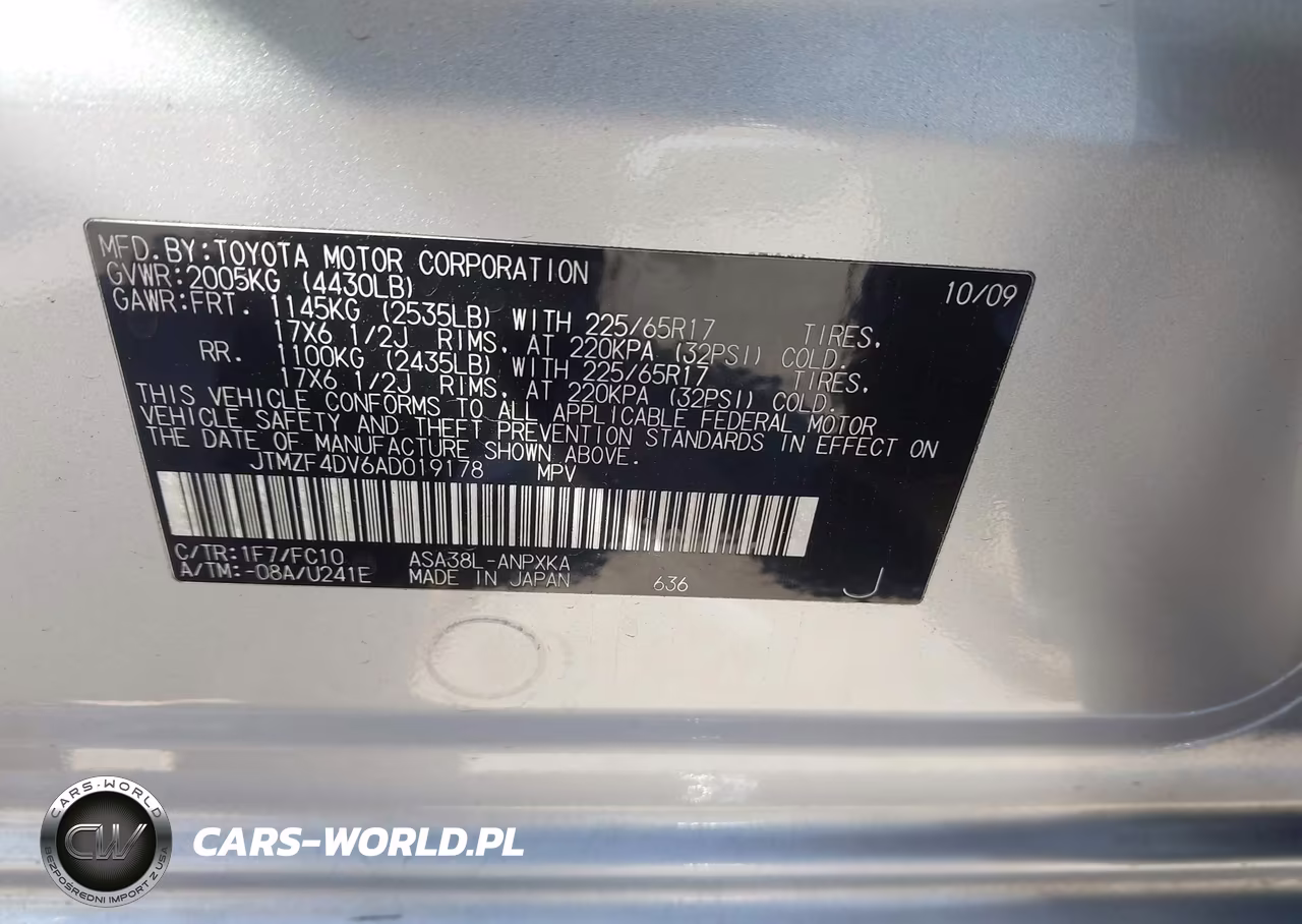 2010 Toyota Rav4 VIN:JTMZF4DV6AD019178 - 9