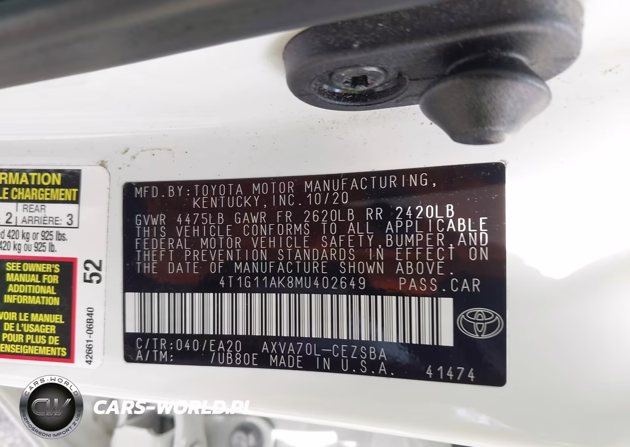 2021 Toyota Camry Se VIN:4T1G11AK8MU402649 - 9