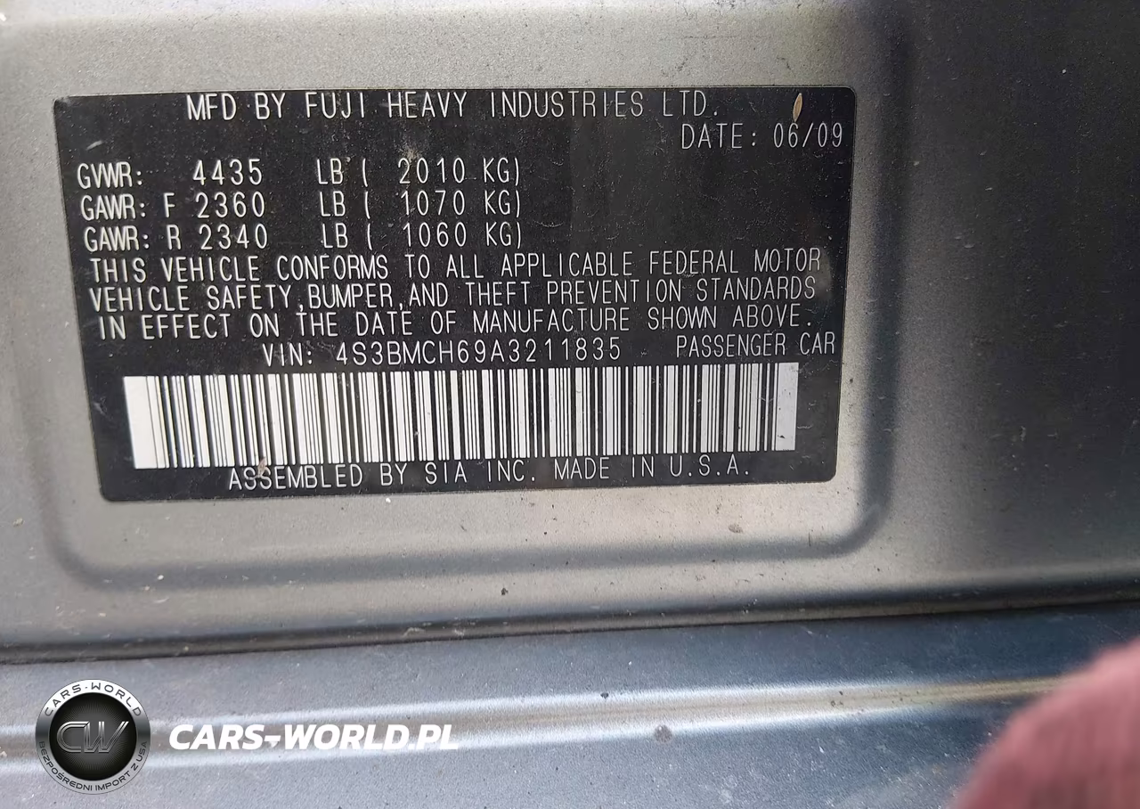 2010 Subaru Legacy 2.5I Premium VIN:4S3BMCH69A3211835 - 9