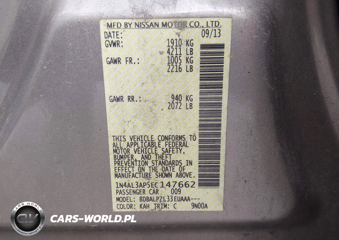 2014 Nissan Altima 2.5 VIN:1N4AL3AP5EC147662 - 9