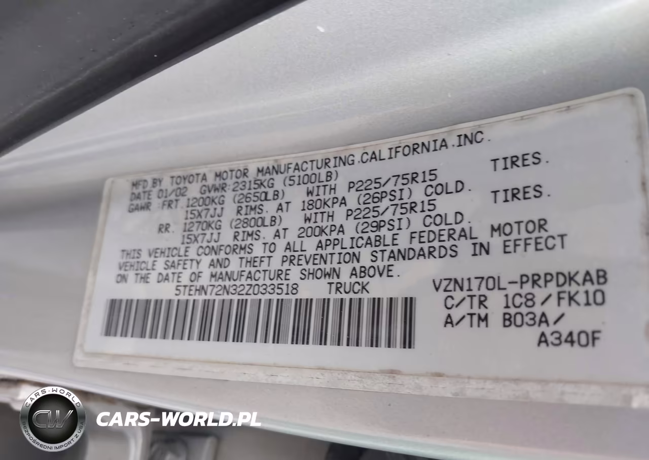2002 Toyota Tacoma Base V6 VIN:5TEHN72N32Z033518 - 9