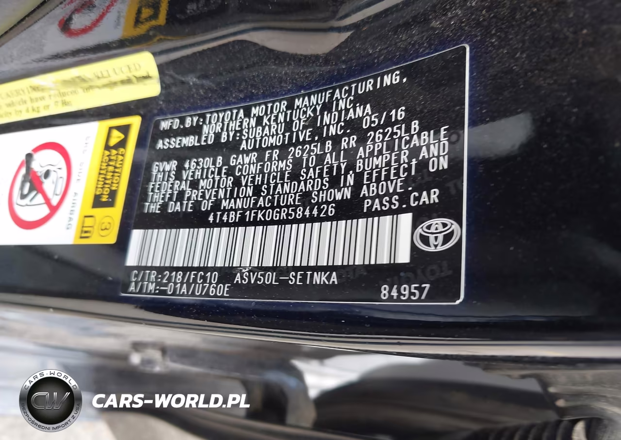2016 Toyota Camry Le VIN:4T4BF1FK0GR584426 - 9