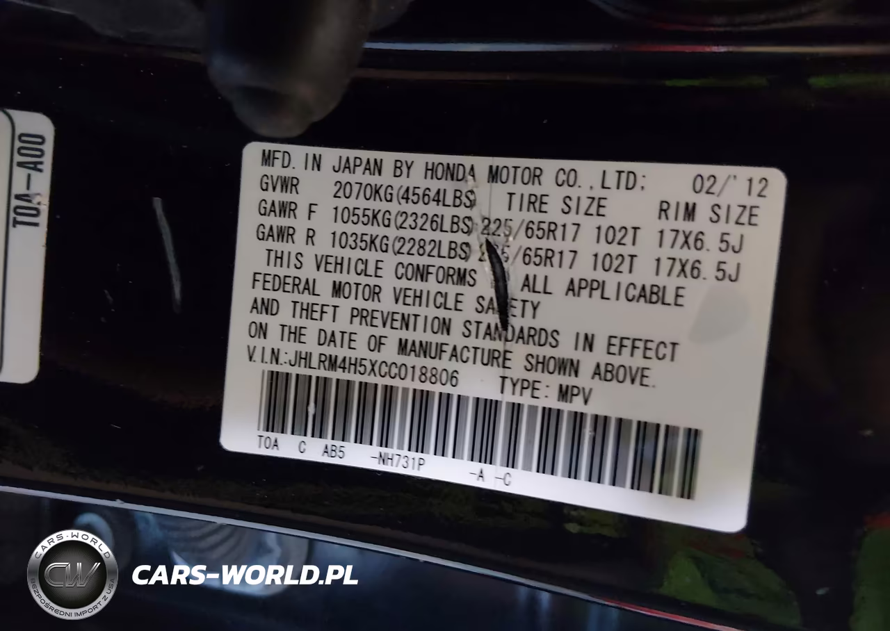 2012 Honda Cr-V Ex VIN:JHLRM4H5XCC018806 - 9