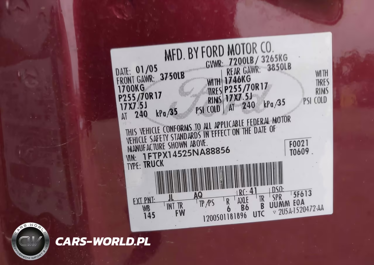 2005 Ford F-150 Fx4-Lariat-Xl-Xlt VIN:1FTPX14525NA88856 - 9