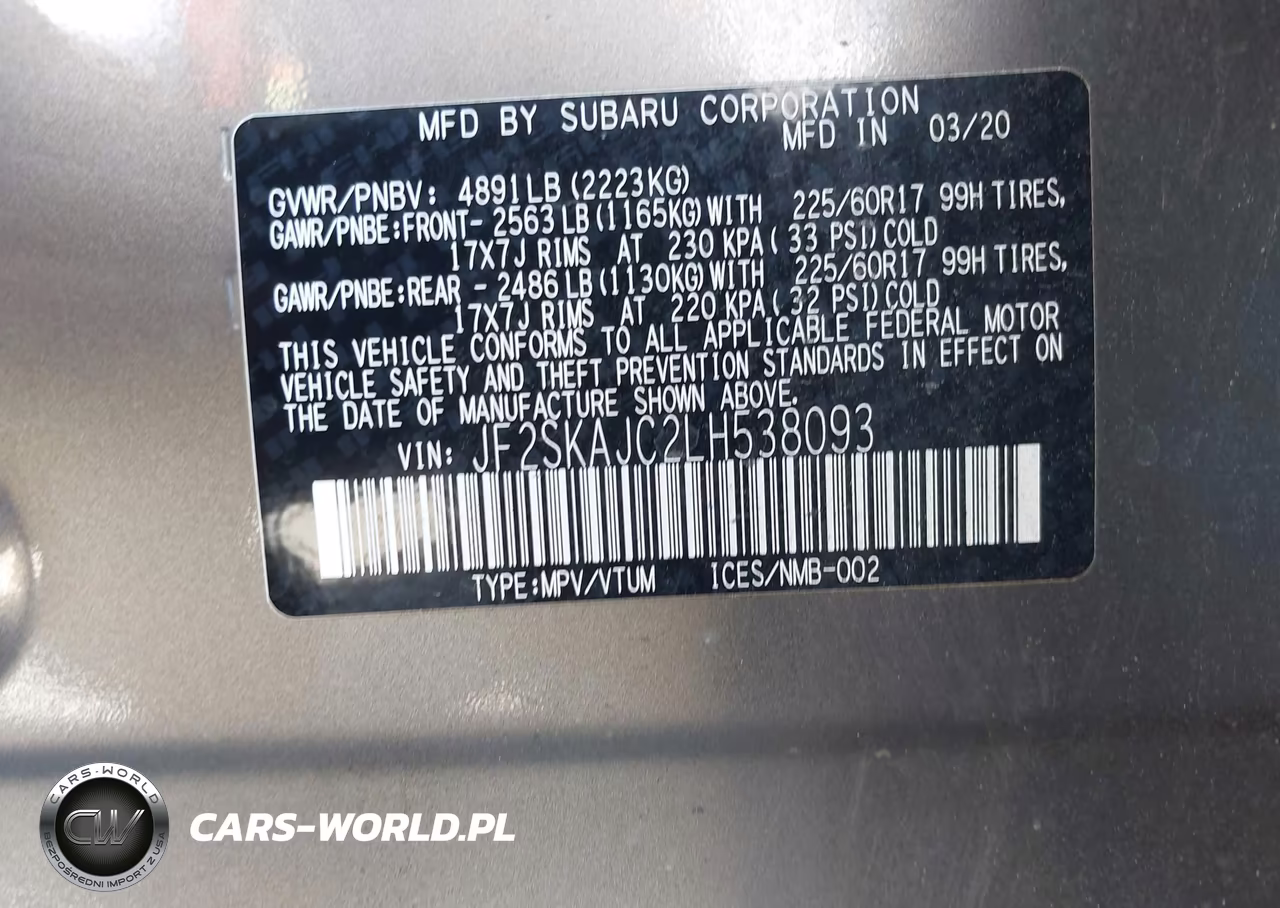 2020 Subaru Forester Premium VIN:JF2SKAJC2LH538093 - 9
