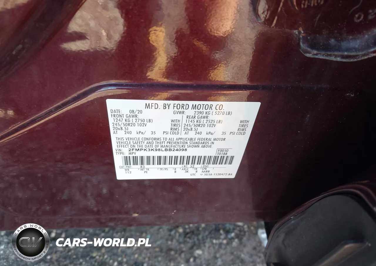 2020 Ford Edge Titanium VIN:2FMPK3K98LBB24098 - 9