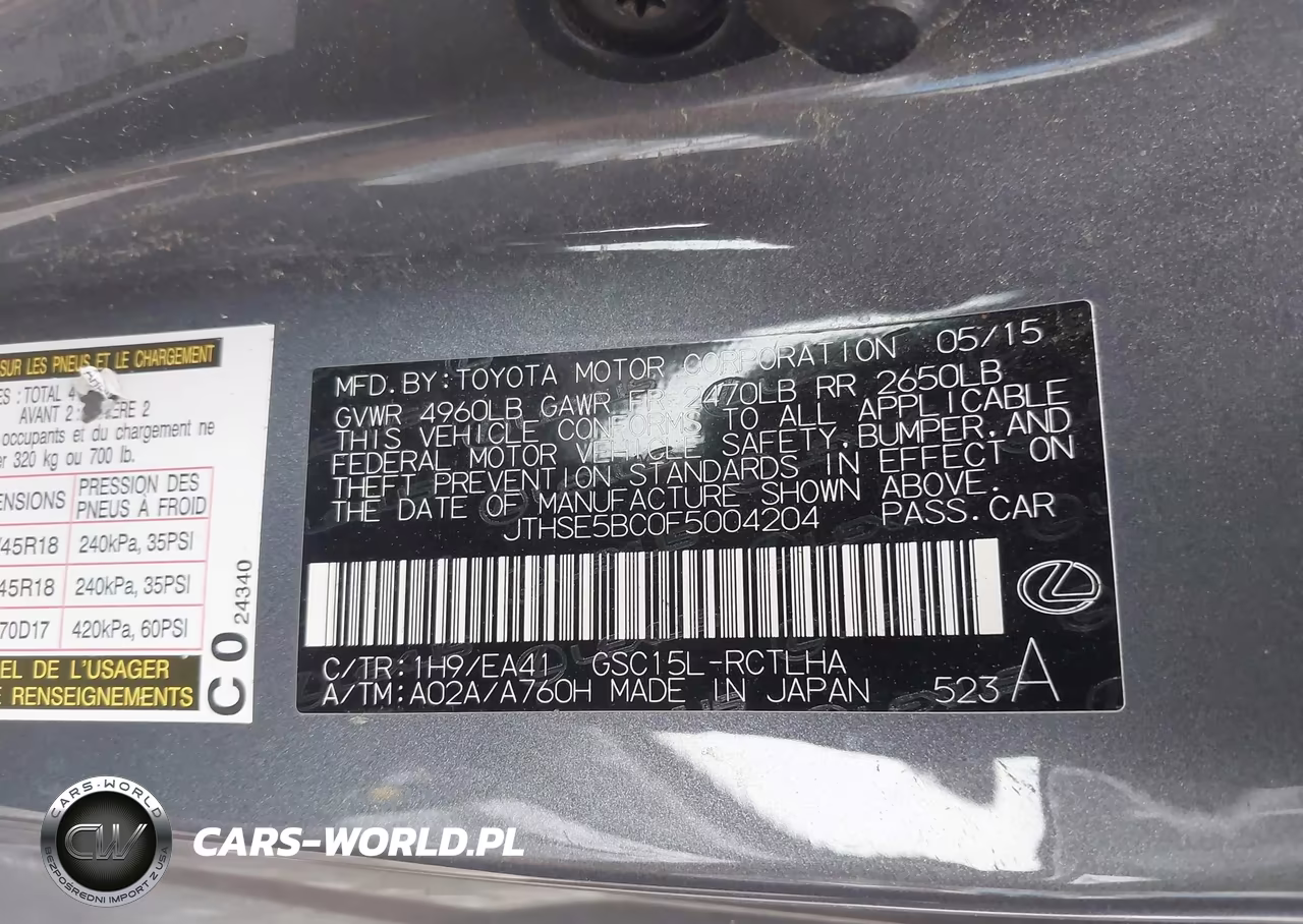 2015 Lexus Rc 350 VIN:JTHSE5BC0F5004204 - 9