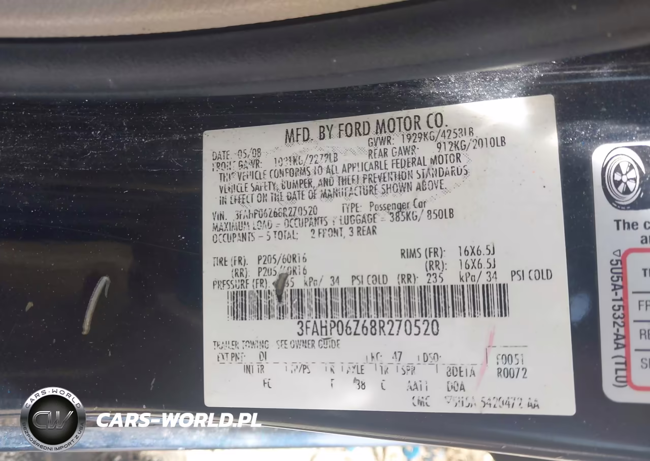 2008 Ford Fusion S VIN:3FAHP06Z68R270520 - 9