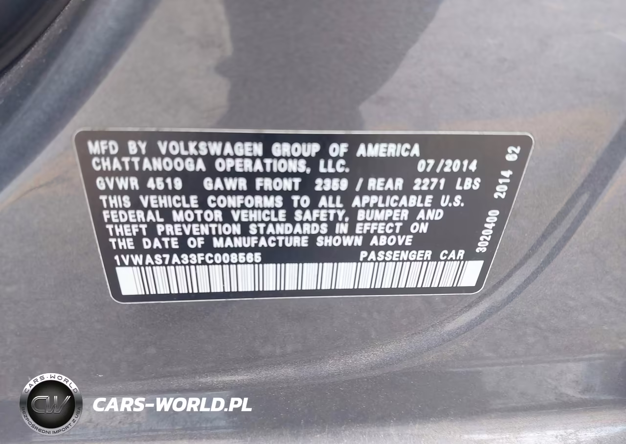 2015 Volkswagen Passat 1.8T Limited Edition-1.8T S-1.8T Wolfsburg Edition VIN:1VWAS7A33FC008565 - 9
