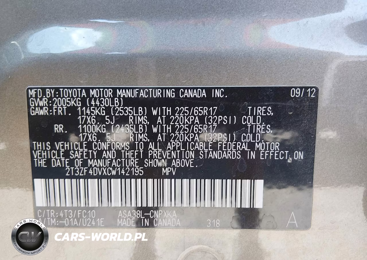 2012 Toyota Rav4 VIN:2T3ZF4DVXCW142195 - 9