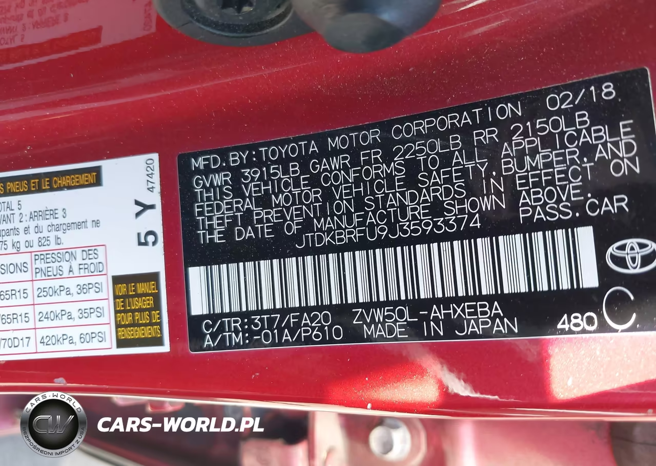 2018 Toyota Prius Two VIN:JTDKBRFU9J3593374 - 9