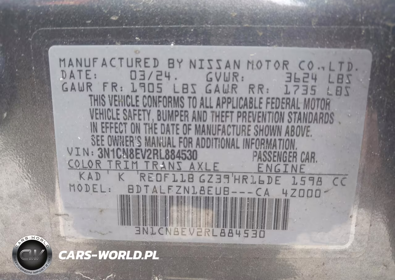 2024 Nissan Versa 1.6 Sv VIN:3N1CN8EV2RL884530 - 9