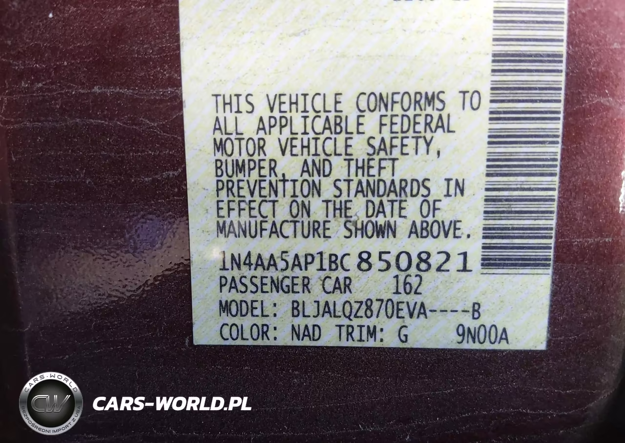 2011 Nissan Maxima 3.5 S VIN:1N4AA5AP1BC850821 - 9