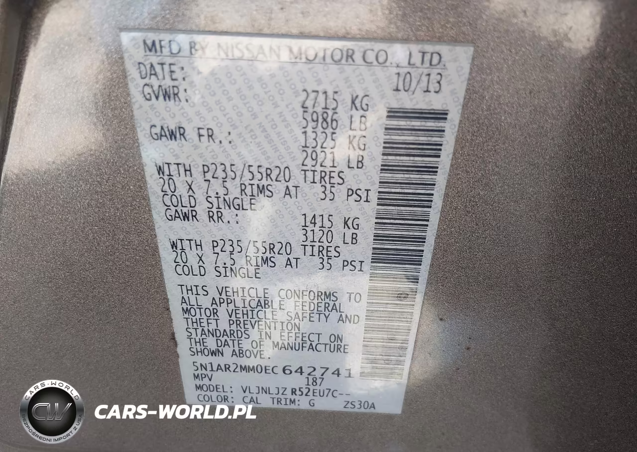 2014 Nissan Pathfinder Platinum VIN:5N1AR2MM0EC642741 - 9