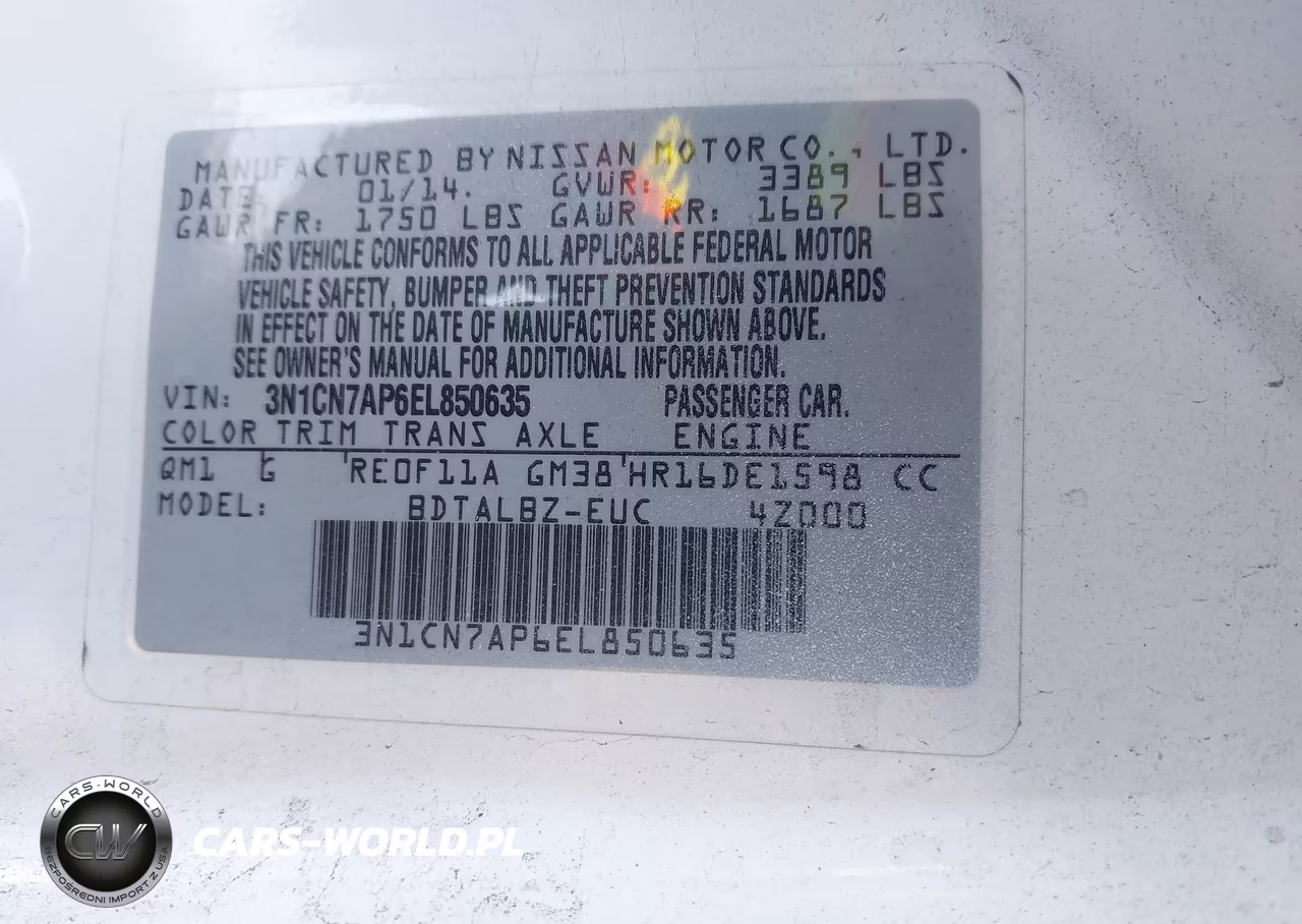 2014 Nissan Versa 1.6 Sv VIN:3N1CN7AP6EL850635 - 9