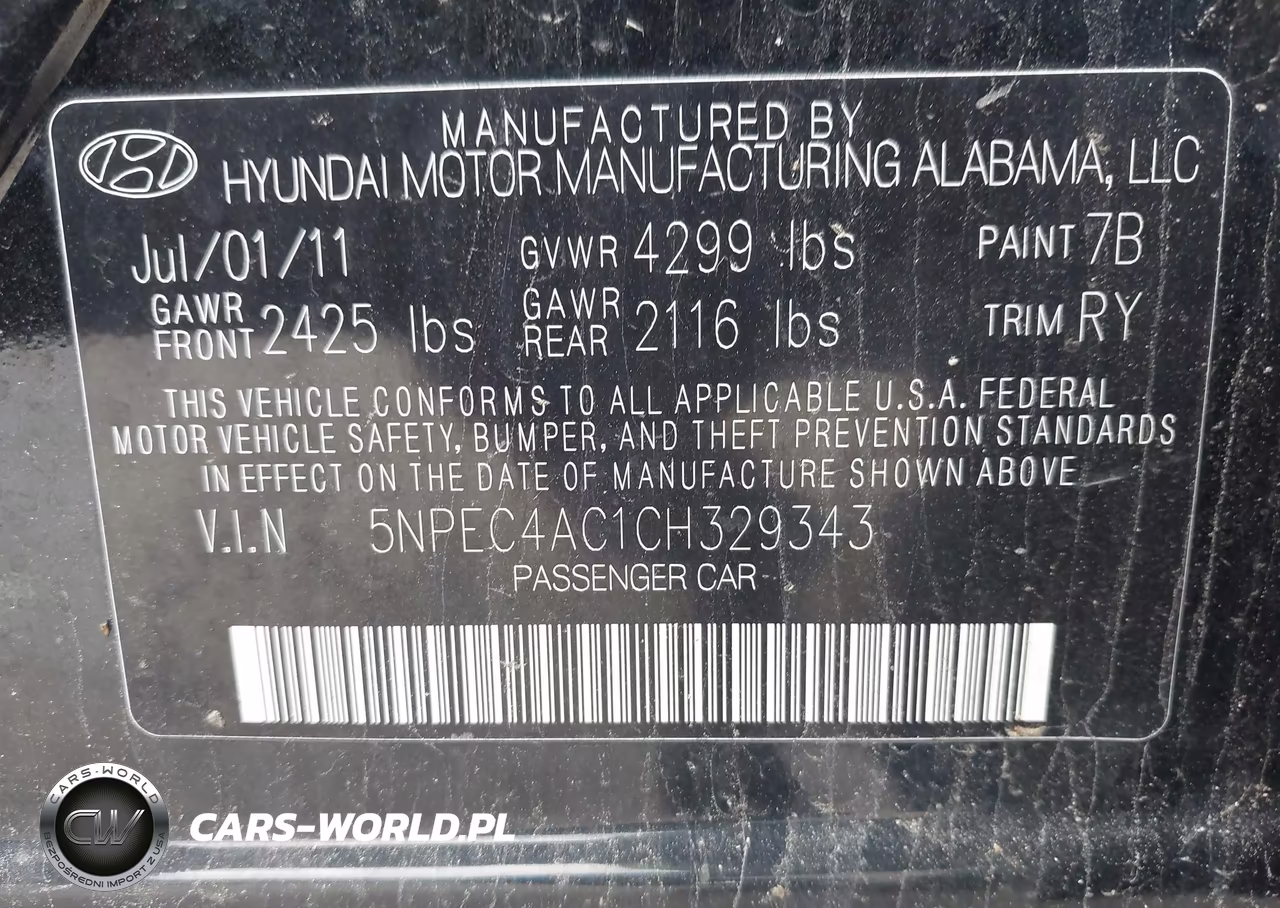 2012 Hyundai Sonata Se VIN:5NPEC4AC1CH329343 - 9