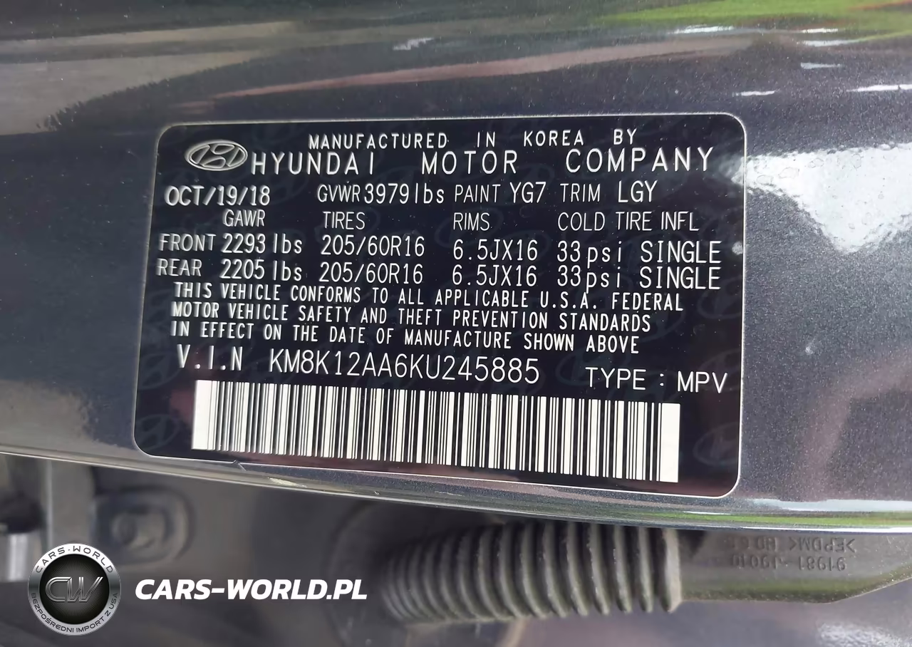 2019 Hyundai Kona Se VIN:KM8K12AA6KU245885 - 9
