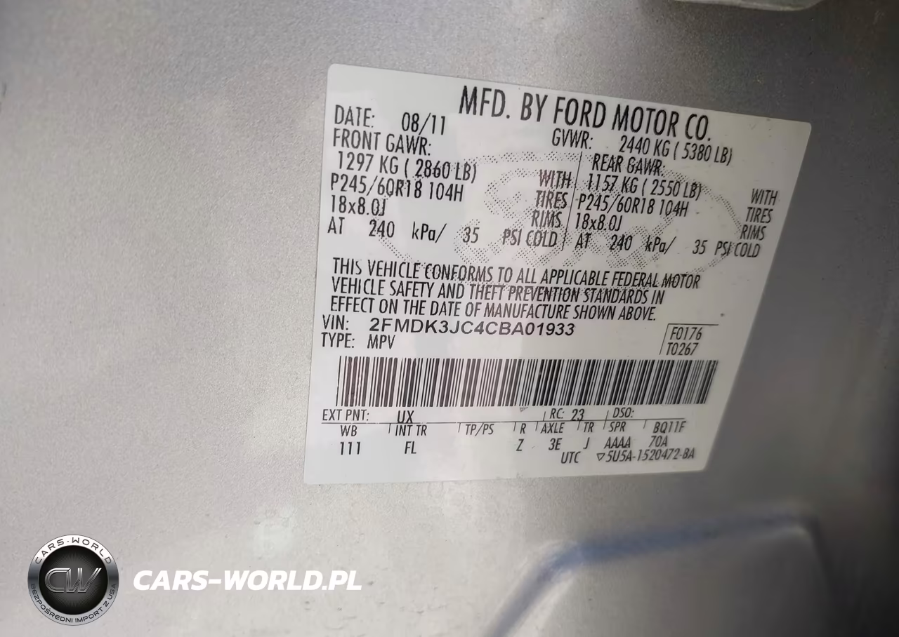 2012 Ford Edge Sel VIN:2FMDK3JC4CBA01933 - 9